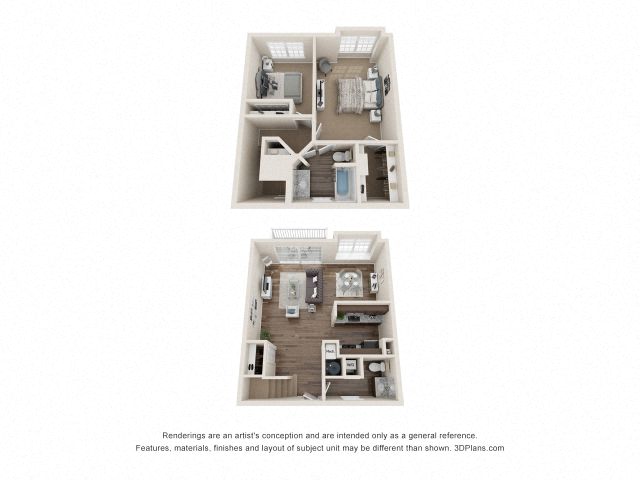 Floor plan for 2 beds, 1.5 baths, 1212 sqft